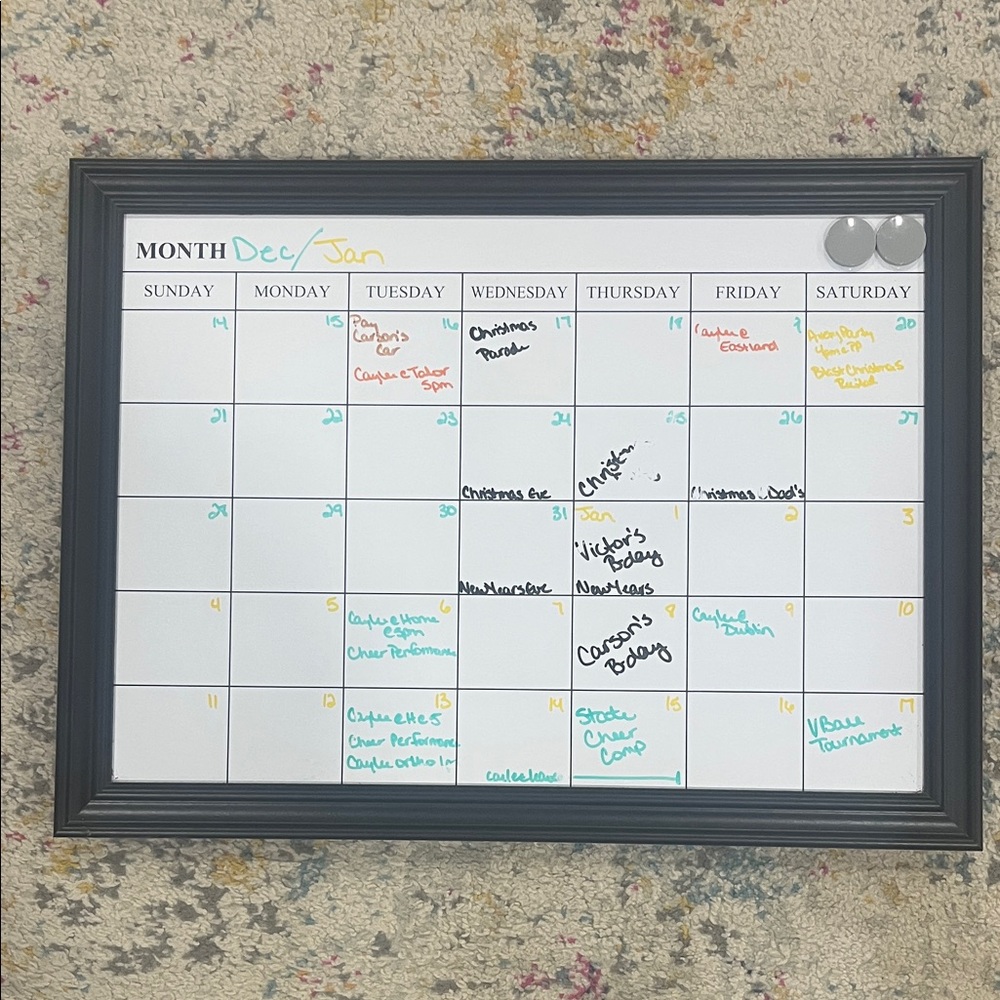 Hobby Lobby Black Framed Dry Erase Calendar